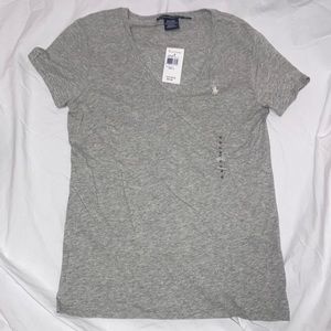 Ralph Lauren Sport V-Neck Gray Short Sleeve